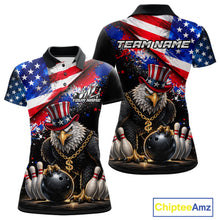 Load image into Gallery viewer, Custom American Flag Splatter Eagle Bowling Team Shirts For Men Patriotic Outfits Bowling Jersey NYN2779