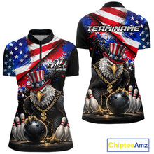 Load image into Gallery viewer, Custom American Flag Splatter Eagle Bowling Team Shirts For Men Patriotic Outfits Bowling Jersey NYN2779