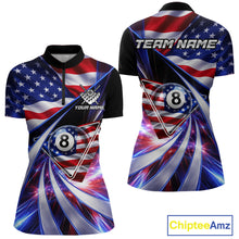 Load image into Gallery viewer, Personalized Colorful Galaxy American Flag 8 Ball Pool Billiard Shirts For Women Billiard Attire Gifts NYN2791