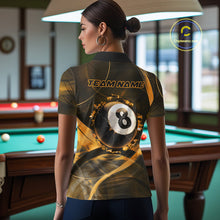 Load image into Gallery viewer, Smoke Cracked Billiard 8 Ball Pool Shirt For Women Custom Billiard Polo &amp; 1/4 Zip Team Attire | Yellow NYN3421