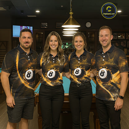 Smoke Cracked Billiard 8 Ball Pool Shirt For Women Custom Billiard Polo & 1/4 Zip Team Attire | Yellow NYN3421