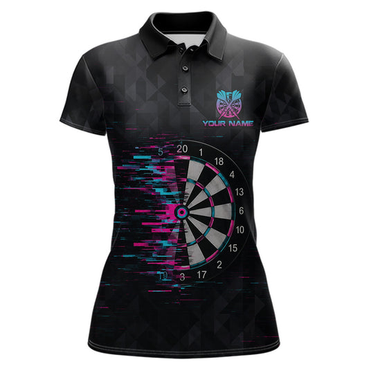 Pink And Blue Strike Dartboard Darts Polo 1/4-Zip Shirt For Women Custom Darts Team Jersey NYN4002