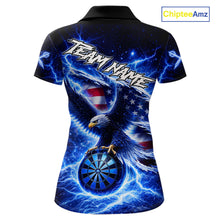 Load image into Gallery viewer, Thunder Torn US Flag Eagle Dartboard Women Darts Polo Shirt Custom Patriotic Dart League Shirt NYN2649