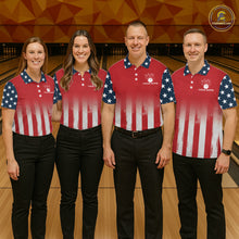 Load image into Gallery viewer, Custom American Flag Bowling Women Polo Quarter-Zip Shirts With Team Name, Patriot Bowlers Outfit NYN3184