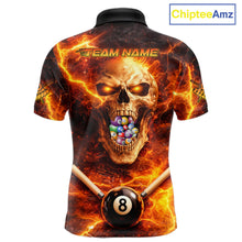 Load image into Gallery viewer, Thunder Red Skull Billiard 8 Ball &amp; Sticks Billiard Shirt For Men Personalized Billiard Ball Shirts NYN2655