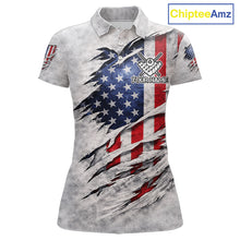Load image into Gallery viewer, Personalized White Grunge American Flag Skull Pool 8 Ball Women's Billiard Team Shirt Billiard Attire NYN2671