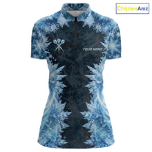 Load image into Gallery viewer, Icy Snowflake Blue Dartboard Women Darts Polo &amp; 1/4-Zip Shirts Custom Darts Clothing Team Shirt Jersey NYN3034