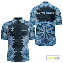 Load image into Gallery viewer, Icy Snowflake Blue Dartboard Men Darts Polo &amp; 1/4-Zip Shirts Custom Darts Clothing Team Shirt Jersey NYN3034