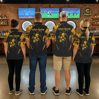 Grunge Black And Yellow Funny Bee Women Dart Polo & 1/4-Zip Shirt Custom Dart Team Jerseys NYN3211