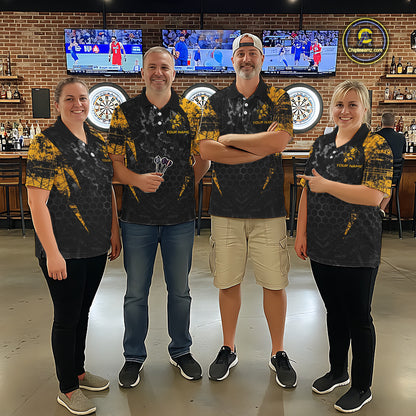Grunge Black And Yellow Funny Bee Women Dart Polo & 1/4-Zip Shirt Custom Dart Team Jerseys NYN3211