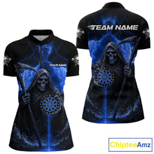 Load image into Gallery viewer, Custom Lightning Blue Grim Reaper Dartboard Dart 1/4-Zip Shirt For Women Dart Team Jerseys NYN1419
