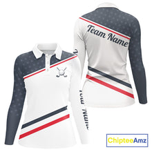 Load image into Gallery viewer, Womens Golf Polo Shirt Custom American Flag White Golf Shirt Patriotic Polo Team Clothing Attire NYN2852