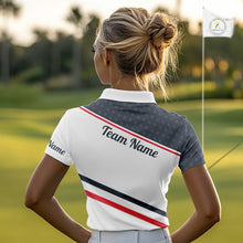 Load image into Gallery viewer, Womens Golf Polo Shirt Custom American Flag White Golf Shirt Patriotic Polo Team Clothing Attire NYN2852