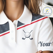 Load image into Gallery viewer, Womens Golf Polo Shirt Custom American Flag White Golf Shirt Patriotic Polo Team Clothing Attire NYN2852