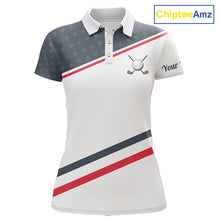 Load image into Gallery viewer, Womens Golf Polo Shirt Custom American Flag White Golf Shirt Patriotic Polo Team Clothing Attire NYN2852