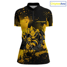Load image into Gallery viewer, Black And Yellow Grunge Funny Bee Darts Polo &amp; 1/4 Zip For Women Personalized Dart Team Shirts NYN3237