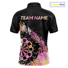 Load image into Gallery viewer, Pink Holographic Dartboard Grunge Darts Polo Shirts For Men Custom Name For Darters NYN2705