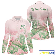 Load image into Gallery viewer, Personalized Green And Pink Tropical Pattern Custom Golf Polo Shirt For Women Golf Team Clothes NYN2864