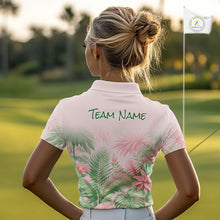 Load image into Gallery viewer, Personalized Green And Pink Tropical Pattern Custom Golf Polo Shirt For Women Golf Team Clothes NYN2864