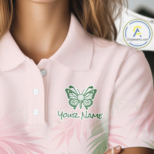 Load image into Gallery viewer, Personalized Green And Pink Tropical Pattern Custom Golf Polo Shirt For Women Golf Team Clothes NYN2864