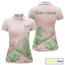 Load image into Gallery viewer, Personalized Green And Pink Tropical Pattern Custom Golf Polo Shirt For Women Golf Team Clothes NYN2864