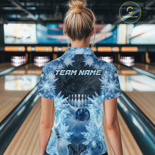 Load image into Gallery viewer, Icy Womens Bowling Shirts Custom Snowflake Icy Bowling Ball And Pins Team League Bowler Jerseys NYN3070
