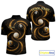 Load image into Gallery viewer, Black and Yellow Galaxy men's quarter zip billiard shirt custom pool league jersey, professional cue sports uniform
