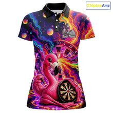 Load image into Gallery viewer, Personalized Cute Flamingo Dart Polo &amp; Quarter Zip Shirt For Women Colorful Rainbow Paint Darts Jersey NYN2869