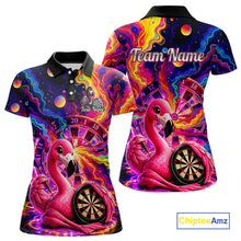 Load image into Gallery viewer, Personalized Cute Flamingo Dart Polo &amp; Quarter Zip Shirt For Women Colorful Rainbow Paint Darts Jersey NYN2869