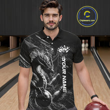 Load image into Gallery viewer, Male bowler wearing Grunge Dragon bowling jersey, personalized men's bowling shirt