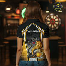Load image into Gallery viewer, Funny Cobra Cheer Beers Polo &amp; 1/4-Zip Shirt Custom Black &amp; Yellow Cobra Women Best Dart Team Shirts NYN2897