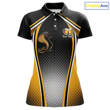 Load image into Gallery viewer, Funny Cobra Cheer Beers Polo &amp; 1/4-Zip Shirt Custom Black &amp; Yellow Cobra Women Best Dart Team Shirts NYN2897
