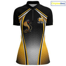 Load image into Gallery viewer, Funny Cobra Cheer Beers Polo &amp; 1/4-Zip Shirt Custom Black &amp; Yellow Cobra Women Best Dart Team Shirts NYN2897