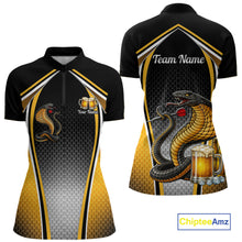 Load image into Gallery viewer, Funny Cobra Cheer Beers Polo &amp; 1/4-Zip Shirt Custom Black &amp; Yellow Cobra Women Best Dart Team Shirts NYN2897