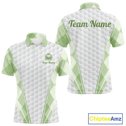 Mens Golf Polo Shirt Argyle Pattern Golf Shirts For Mens Green Argyle And White Golf Ball Gifts NYN2906