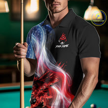 Load image into Gallery viewer, Red Flames Eagle Pool 8 Ball Men's Billiard Shirt Custom US Flag Smoke Billiard League Attire NYN2547
