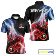 Load image into Gallery viewer, Red Flames Eagle Pool 8 Ball Men's Billiard Shirt Custom US Flag Smoke Billiard League Attire NYN2547
