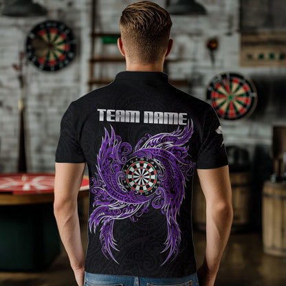 Purple Tribal Pattern Dartboard Darts Polo Shirt For Men Custom Darts Team Jerseys NYN2551