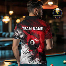 Load image into Gallery viewer, Red Grey Splatter Paint Pool 8 Ball 3D Billiard Shirt For Men Personalized  Billiard Attire Gifts NYN2567