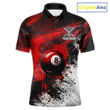 Load image into Gallery viewer, Red Grey Splatter Paint Pool 8 Ball 3D Billiard Shirt For Men Personalized  Billiard Attire Gifts NYN2567