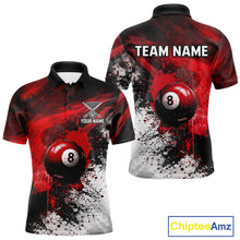 Load image into Gallery viewer, Red Grey Splatter Paint Pool 8 Ball 3D Billiard Shirt For Men Personalized  Billiard Attire Gifts NYN2567