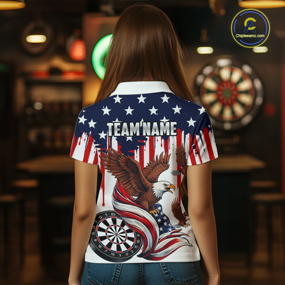 US Flag Eagle 3D Dartboard Women Darts Team Shirt Personalized Patriotic Dart Polo Jerseys NYN2571