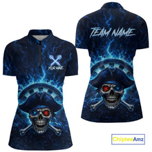 Load image into Gallery viewer, Blue Dartboard &amp; Arrow Fire Flame Pirate Dart Quarter-Zip Shirts For Women Custom Dart Team Jerseys NYN2726