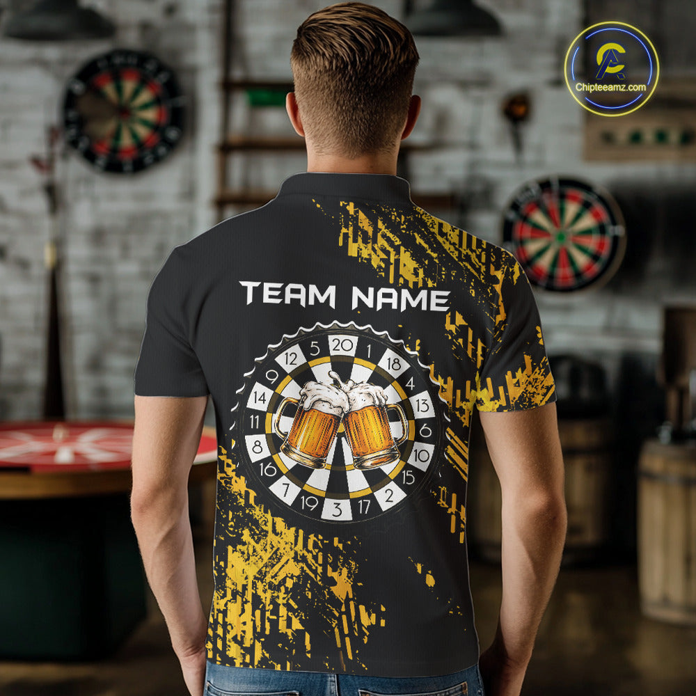 Personalized Funny Beer Cheer And Play Darts Polo & 1/4-Zip Shirt For Men Beers Dart Team Jerseys NYN2946