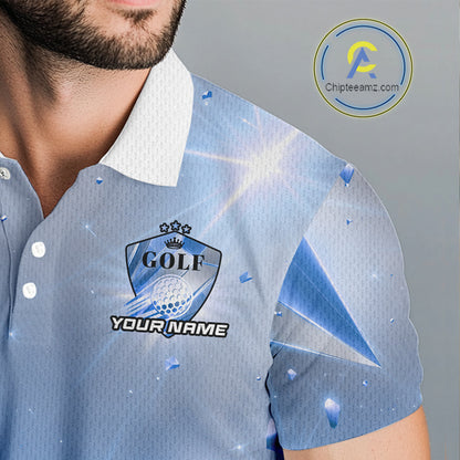 Mens Golf Polo Shirt Custom Blue-Diamond Crystal Golf Ball Custom Name Golf Shirts For Team NYN3156