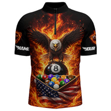 Load image into Gallery viewer, Fire Flame Eagle US Flag Pool Ball 3D Billiard Shirt For Men Personalized 8 Ball Billiard Attire NYN2587