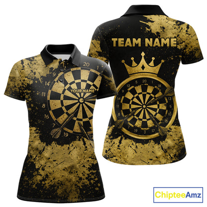 Personalized Grunge Gold Dartboard Women Dart Shirt Custom Name Dart Team Jersey For Darters NYN2968