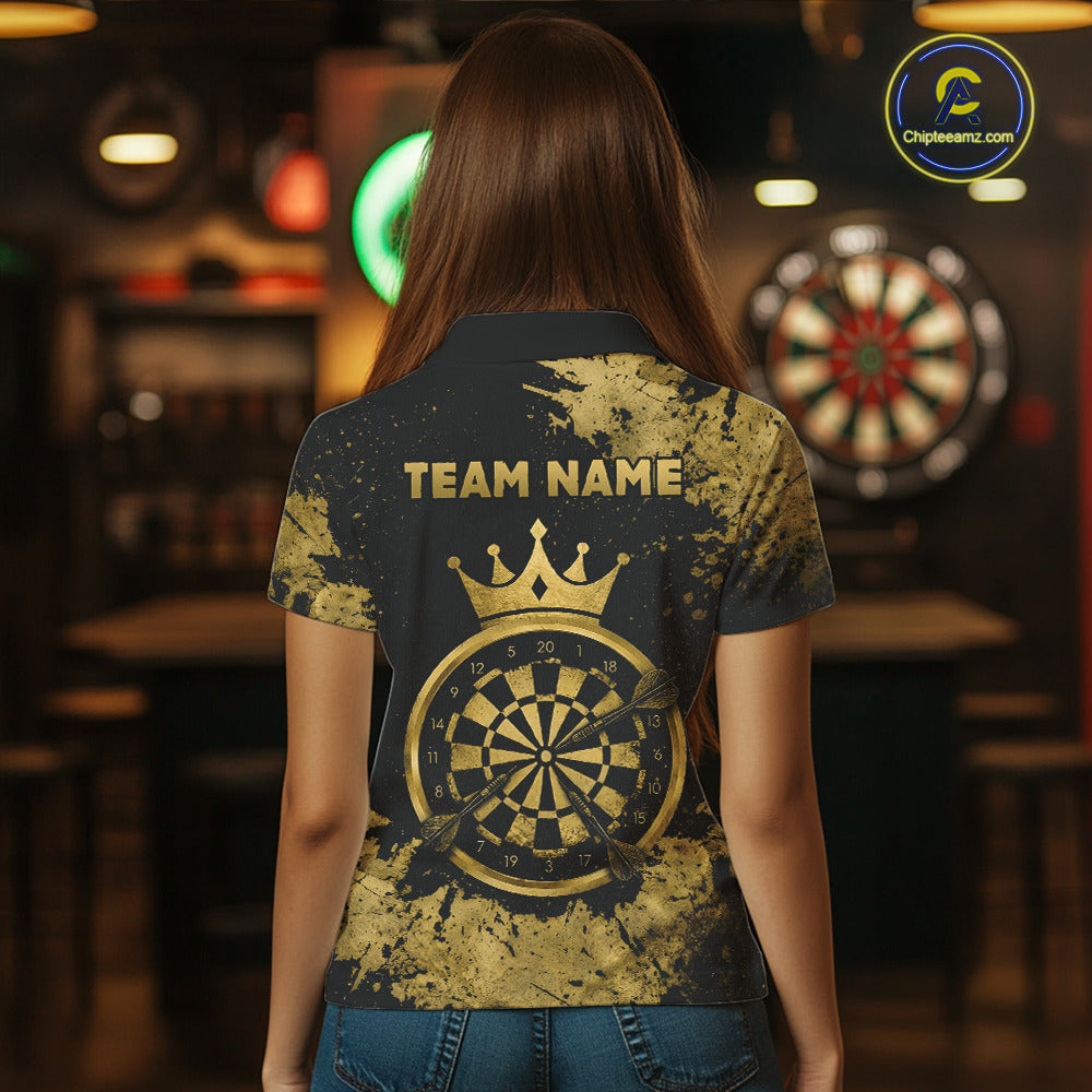 Personalized Grunge Gold Dartboard Women Dart Shirt Custom Name Dart Team Jersey For Darters NYN2968