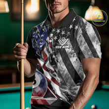 Load image into Gallery viewer, Personalized Smoke US Flag Billiard 8 Ball Pool Shirt For Men Custom Patriotic Billiard Team Appeal NYN2768