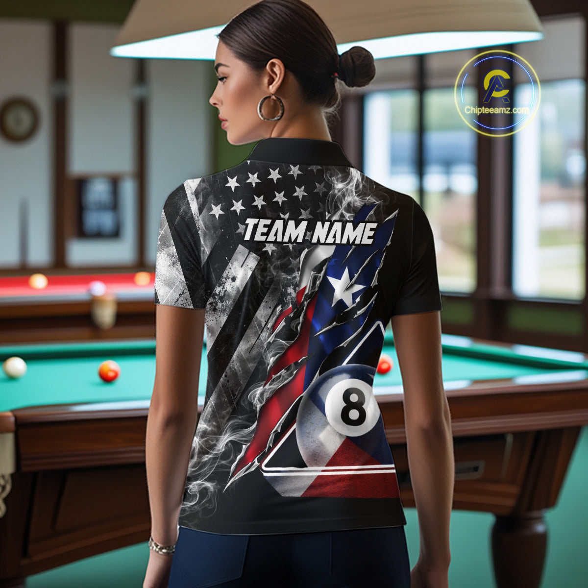 Personalized Smoke Texas Flag Billiard 8 Ball Pool Shirt For Women Custom Patriotic Billiard Appeal NYN2769
